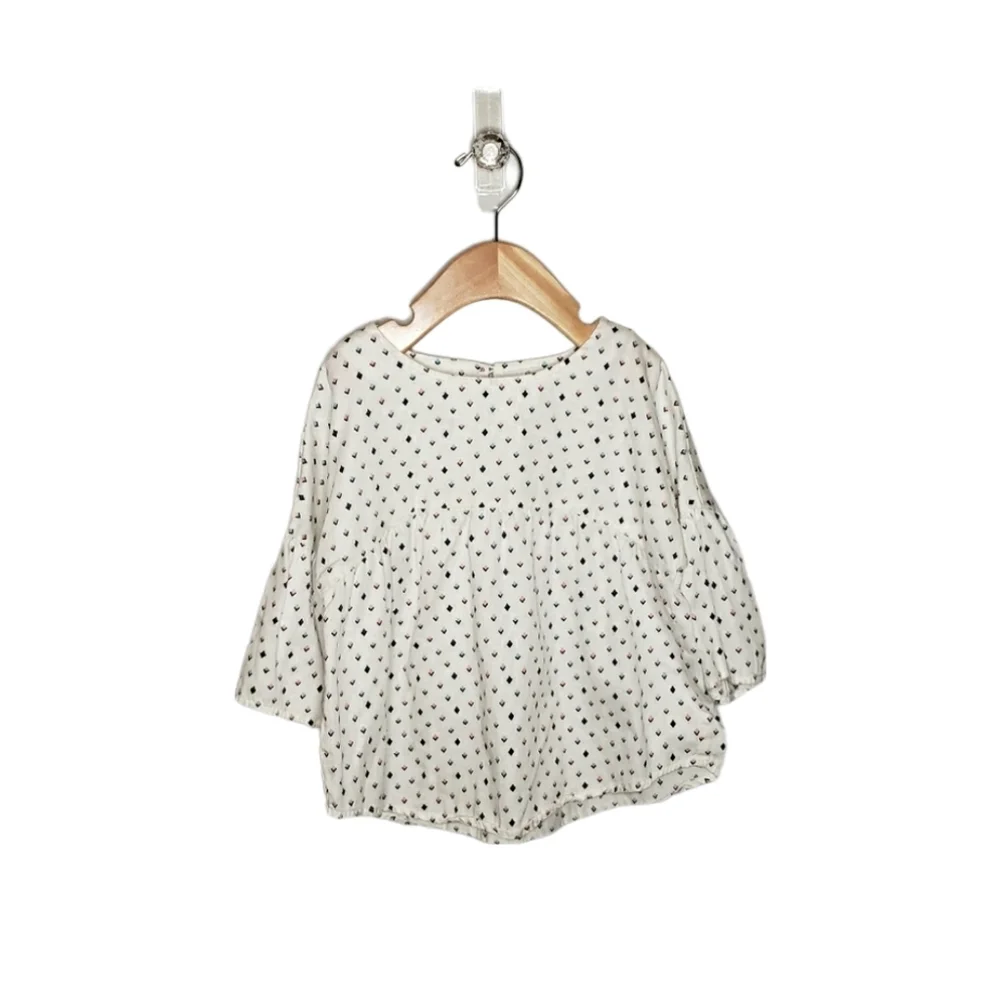 Gymboree Small 5-6 Girls Diamond Patterned Drop Shoulder Bell Sleeve Top